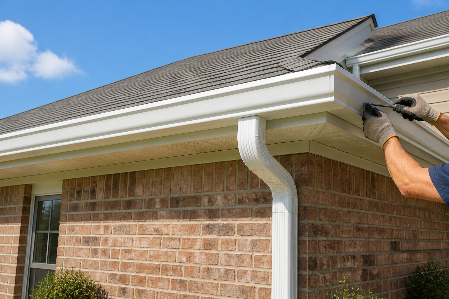 Seamless gutter and downspout installation