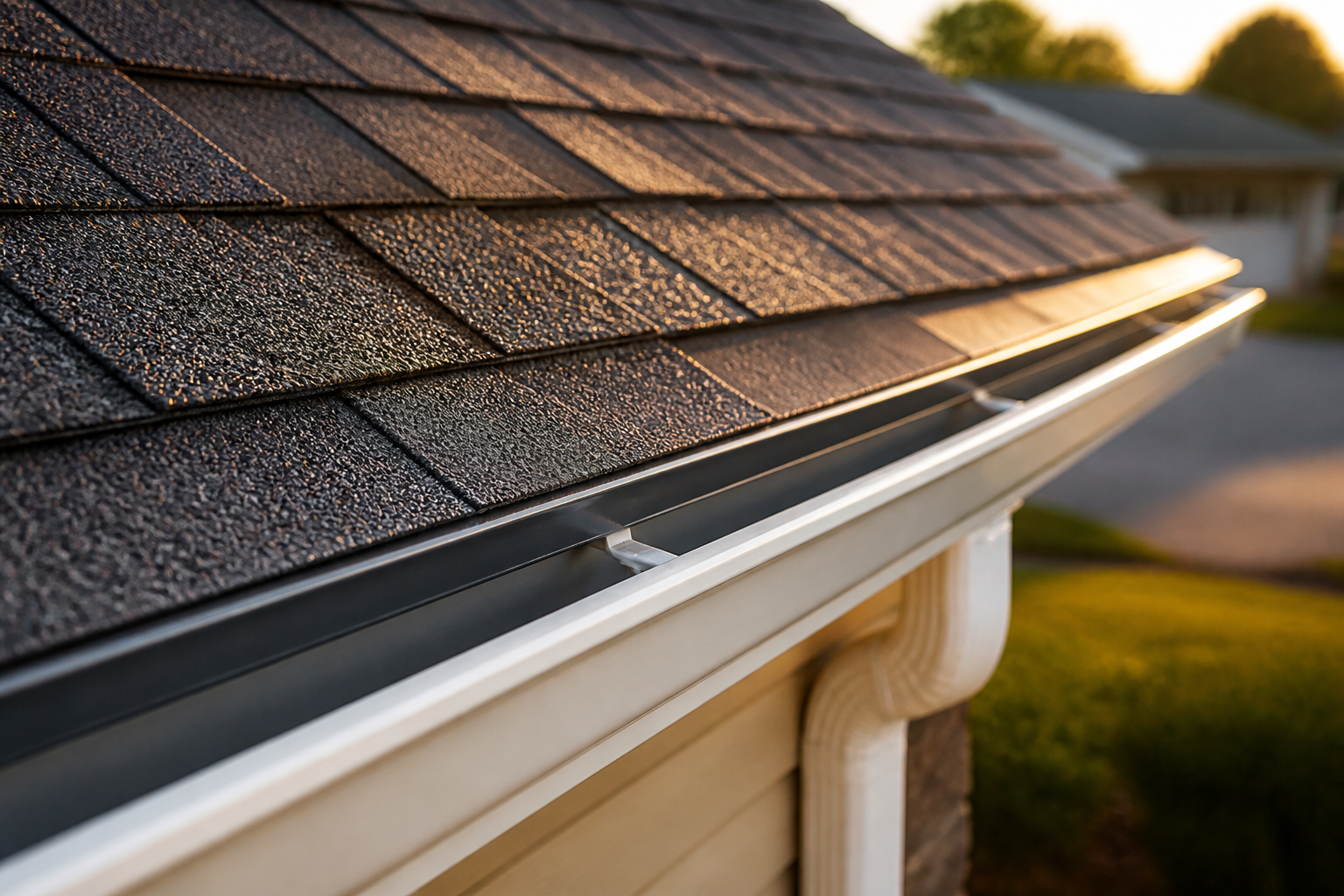 Completed shingle roof on a residential home, view 5